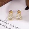 Nuevos Pendientes de Verano con Forma de Calabaza con Incrustación Completa de Diamantes, Tornillos de la Suerte Huecos, Súper Brillantes, Lujo Ligero, Pendientes Versátiles para Mujer