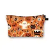 Bolsa de Armazenamento de Abóbora de Halloween Gradiente Fundo Preto Estrela Rosto Fantasma Estampa Zíper Bolsa de Maquiagem Estojo de Lápis de Estudante Festival