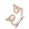 Anel de Asas de Anjo Fashion da Internet Estilo Coreano, Asas Abertas com Cravação de Zircônia Diamante, Anel de Cauda Asas de Anjo