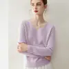 Suéter 100% cachemir puro para mujer, jersey sin costuras de cuello en V, capa base de punto, simple y versátil para usar en capas