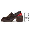 Mocasines Mujer 2025 Primavera Nuevo Combinan con Todo Slip-on Tacón Grueso Aumentan Altura Zapatos Pequeños de Cuero Hebilla Zapatos Camelia Mujer