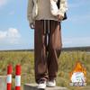 Calças casuais retrô americanas masculinas outono e inverno com forro de lã plus size calças esportivas de marca da moda calças largas e drapeadas