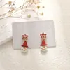 Pendientes navideños de diamantes con dibujos animados, transfronterizos europeos y americanos, pendientes asimétricos de alta gama para mujer, decoraciones navideñas