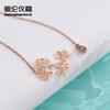 Collar Nuevo de Acero de Titanio Europeo y Americano para Mujer Colgante de Doce Flores de Nacimiento Moda Versátil Piedra de Nacimiento Cadena para Clavícula DIY Joyería