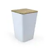 Lata de Hojalata Trapezoidal Transfronteriza con Tapa de Bambú, Caja de Lata Estándar para Té, Caja Creativa de Forma Irregular para Almacenamiento de Dulces y Granos de Café