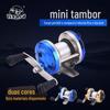 Kemeilong Mini Carretel de Pesca no Gelo Pesca de Inverno Carretel de Tambor Pequeno Braço Duplo Balancim Corpo de Metal com Roda de Linha Carretel de Pesca de Balsa Carretel de Pesca
