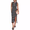 Amazon popular vestido chaleco de punto calado de verano casual europeo y americano de largo medio sin mangas con abertura lateral a rayas