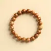 Pulsera de Cuentas Redondas de Madera de Durazno Natural, Pulsera de Semillas de Bodhi de Madera de Círculo Único para Hombres y Mujeres, Pulsera de Cuentas de Oración Budista Suave al por Mayor