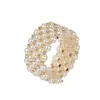 Pulsera de Moda Transfronteriza Nueva de Perlas y Pedrería Multicapa Moda Lujo Ligero Geométrico de Enrollado en Espiral Amplio Pulsera Venta al por Mayor