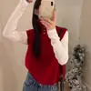 Suéter sin mangas de cuello alto en capas estilo francés para mujer, Nuevo estilo Otoño e Invierno, Chaleco de punto estilo perezoso