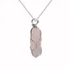 Pendente de Bala para Drenagem de Lives do TikTok Colar de Pedra Natural Coluna Hexagonal Enrolada com Fio de Cobre Ágata Cristal