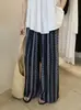 Calça Pantalona de Algodão e Linho com Cintura Elástica para Mulheres, Verão 2025, Fina, Cintura Alta, Estilo de Férias, Caimento Fluido, Emagrecimento, Perna Reta, Casual, Cropped