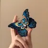 """Mariposa Azul Revoloteando" 2026 Nuevo Estilo Estilo Antiguo Bordado Mariposa Azul Borla Pinza para el Cabello para Mujeres Pin Lateral Accesorios para el Cabello Hanfu"""