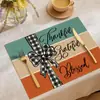 Nuevo Set Combinado de Manteles Individuales y Caminos de Mesa de Otoño para Acción de Gracias, Mantel Individual de Lino Resistente a Manchas con Estampado de Calabaza, Tela Decorativa para Restaurante