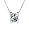 Collar de 1 quilate para mujer cadena de clavícula completamente de diamante suministro en vivo fabricantes lote diamante flash cabello seis garras cuadrado diamante circonita collar