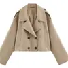 Ropa europea y americana para mujer transfronteriza, popular en AliExpress, chaqueta corta informal de doble botonadura estilo francés