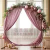 Cortina de Gaze em Arco Chiffon de Pérola Tecido de Gaze Bonito Decoração de Cortina para Cerimônia de Casamento ao Ar Livre no Gramado