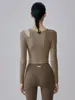 Top de Yoga Adelgazante para Primavera y Verano con Almohadillas en el Pecho, Mangas Largas, Secado Rápido, Tallas Grandes para Mujeres de Tallas Grandes, Conjunto Deportivo para Pilates para Mujeres