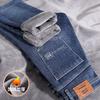 Jeans gruesos con forro de polar para invierno para hombre 2023 nuevos ajustados rectos otoño e invierno cálidos de una sola pieza de terciopelo pantalones para hombre