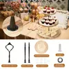 JoyHome 1 pza. Base de Madera de 3 Niveles para Pasteles Multicapa Madera Maciza Arte en Hierro Bandeja de Pie Alto Plato para Snacks y Frutas Bandeja Decorativa de Postre Soporte para Pasteles Madera de Acacia Redonda Estante de Almacenamiento de Madera Soporte de Exhibición Adorno de Escritorio