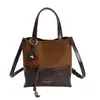 2025 Nuevo Bolso Cubo de Moda Portátil de Color Contrastante Mate Estilo Retro de Hombro Cruzado Tendencia Estampado de Leopardo Elegante Bolso para Mujer