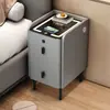 Mesa de cabeceira inteligente ultra-estreita, madeira maciça, multifuncional, pequena, simples, moderna, armário de cabeceira multifuncional com carregamento sem fio