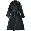 Elegante gabardina de triacetato, abrigo de mujer estiloso, nuevo modelo otoño 2026, longitud media, ligero, color caqui, ropa para mujer