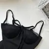 Camisola de Encaje con Cordón y Tirantes Finos para Vacaciones, Top Corto Exterior para Mujer, Elegante y Adelgazante, Ropa Interior 88846