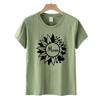Camiseta Dia das Mães Feminina Tamanho Europeu Estampa de Girassol Mancha Manga Curta Top Feminino Europeu e Americano Top Estação Independente Tamanho Europeu