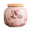 Bote para Té de Gato con Patrón de Horno Ru Hecho de Fábrica, Bote Sellado a Prueba de Humedad, Bote de Cerámica con Frente Abierto para Almacenamiento de Té