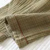 Nuevo Conjunto de Pijama de Pantalón Corto de Algodón Puro de Primavera y Verano para Hombre, Cuadros Teñidos en Hilo, Delgado, Talla Grande, Se Puede Usar Fuera de Casa, Ropa de Casa