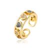 Anillo para Mujer Aogu Niche Lujo Accesible Chapado en Cobre Oro de 18 Quilates Incrustado Circonita Corazón con Goteo de Aceite Anillo Abierto Producto Nuevo Transfronterizo