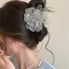 Pinza para el Cabello de Malla con Flores de Lunares Estilo Francés para Mujer, Pasador Atmosférico, Accesorio para el Cabello para la Parte Trasera de la Cabeza, Pinza de Tiburón