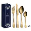 Faca, Garfo e Colher de Aço Inoxidável Transfronteiriça Espessados de Alta Qualidade Faca e Garfo para Steak Dourado Colher Retro Relevo Talheres para Comida Ocidental Atacado