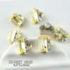 Arte de Unha Amarela Brilhante K9 Sem Base com Diamantes Triturados Banhados a Ouro, Arte de Unha Retangular Luxuosa Feita à Mão com Diamantes