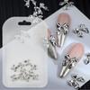 Lazo de cinta plateada de metal con 10 bolsillos para decoración de uñas, bonito y genial lazo tridimensional, accesorios para armaduras.
