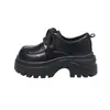 Zapatos pequeños de cuero de suela gruesa para mujer 2026 nuevo otoño versátil estilo británico retro que aumenta la altura antideslizante mocasines negros con cordones