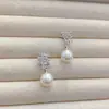 Pendientes de Plata de Ley 925 Chapados en Cobre Dorado con Diseño Hueco y Tachuelas de Diamante, con Colgantes de Perla, Pendientes Versátiles y Accesorios para Orejas, Nueva Moda Europea y Americana