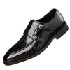 Zapatos de Piel Brillante con Patrón de Cocodrilo Personalizados para Hombre con Hebillas Metálicas, Suelas Suaves Cómodas para los Pies, Zapatos de Piel de Negocio para Hombre