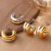 Pendientes Estéreo Transfronterizos Europeos y Americanos para Mujer Exquisitos Acero Inoxidable Chapado en Oro de 18K Pendientes Geométricos de Tendencia Muy Vendidos para Mujer