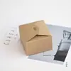 Caja de Regalo de Papel Kraft Color Original Caja de Papel con Encaje Cerámica Joyería Campanilla de Viento Bolsa Colgante Caja Pequeña de Regalo Caja de Empaque Cuadrada para DIY