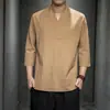 Estilo Chino 2024 Nuevo Estilo Verano Camisa de Manga Larga para Hombre Estilo Japonés Talla Grande Algodón Lino Hanfu Casual Traje Tang Camisa para Hombre