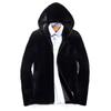 Casaco masculino acolchoado quente de imitação de mink casual para atacado, casaco de veludo de mink de couro Haining, roupas de inverno masculinas
