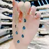Brincos de Corrente Longa com Garras Exageradas Elegantes de Prata S925 com Strass para Mulheres Brincos com Franjas de Diamante Colorido Europeus e Americanos Brincos da Moda