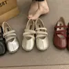 Zapatos Mary Jane Color Champagne Estilo Francés Modelo Nuevo 2026, Versátiles y Elegantes, con Correa Cruzada Estilo Hada Boca Baja Aumentadores de Altura Zapatos de Noche para Mujer