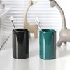 Vaso para enjuague bucal Taza de cerámica Portacepillos de dientes Vaso de agua para parejas Vaso cilíndrico Uso en hotel y hogar Porcelana blanca Minimalista moderno