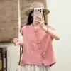 Camisa de Algodón de Hilo Doble Transpirable Verano 2026, Top Transparente de Hilo de Algodón con Botones, Estilo Chino Diagonal, Transpirable Verano 2026
