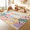 Alfombra de dibujos animados de color dopamina para habitación infantil, tapete de juego, alfombrilla antideslizante de gran superficie para sala de estar y dormitorio