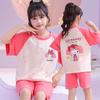 Pijama de verano 2024 nuevo de algodón peinado para niños, pantalones cortos de manga corta, ropa de casa de dibujos animados para niños y niñas, moda al por mayor