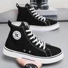 Zapatos de lona de caña alta para adolescentes, estilo coreano, nuevos zapatos de moda para estudiantes, estilo Harajuku, cómodos y casuales que combinan con todo.